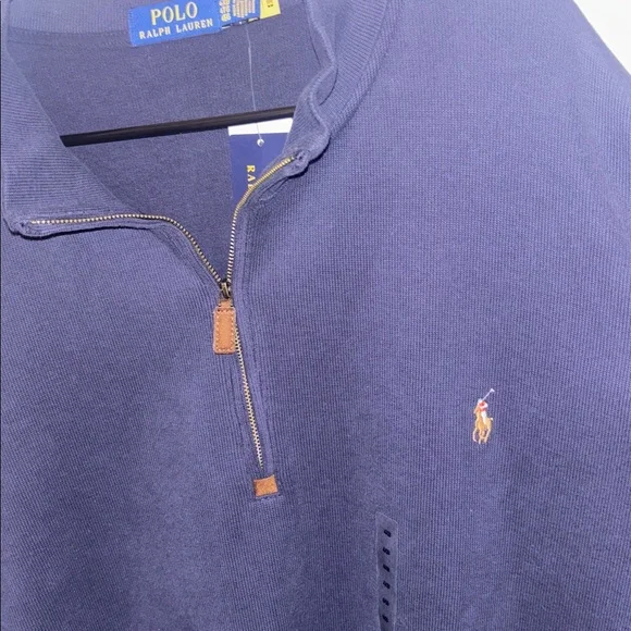 Ralph Lauren Polo Men’s Navy Blue 1/4 Zip Pullover Sweater NWT Sz 4XB